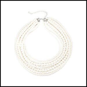 Vintage Layered Faux Pearl Bib Collar Statement Necklace Elegant Gatsby Party